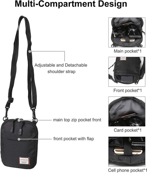 Small Crossbody Bag for Men, Mini Messenger Bag Shoulder Bag for Phone Passport...