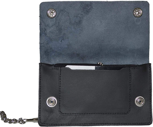 Leatherboss Genuine Leather Men Trifold Eagle Biker Chain Wallet Credit Card Holder for Motorcycle Bikers Truckers...