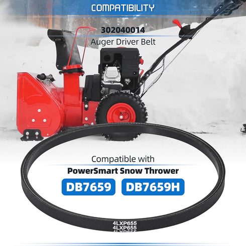 302040014 Snowblower Belt Auger Drive Belt Compatible with Powersmart Snow Blower DB7659 DB7659H Snow Thrower V belt Snow Blower Replacement Parts...