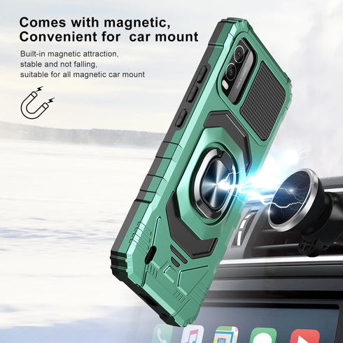 for Nokia C210 Case with Tempered Glass Screen Protector,Military Grade Heavy Duty Shockproof Protective Cover,with Ring Kickstand Full-Body Prote...