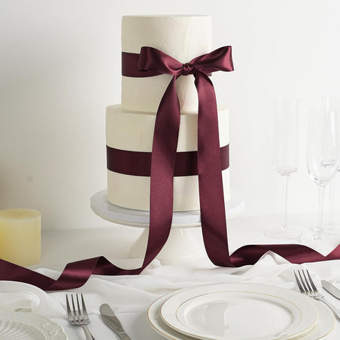 MEEDEE Burgundy Satin Ribbon 1-1/2 inch Wide Burgundy Ribbon Double Faced Satin Ribbon Burgundy Christmas Ribbon by 50 Yards Burgundy Ribbon for C...