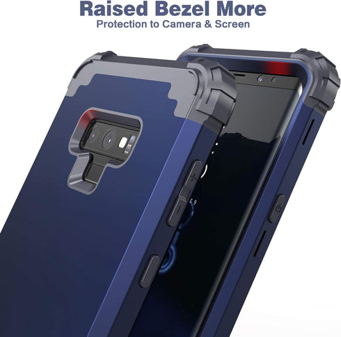 IDweel for Galaxy Note 9 Case, Note 9 Case Blue for Men, 3 in 1 Shockproof Slim Hybrid Heavy Duty Protection Hard PC Cover Soft Silicone Rugged Bu...