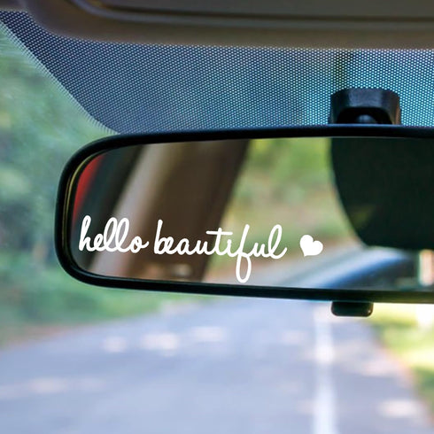 3pcs Hello Beautiful Rearview Mirror Decal Vinyl Car Decals for Women Vanity Mirror Stickers Girl...