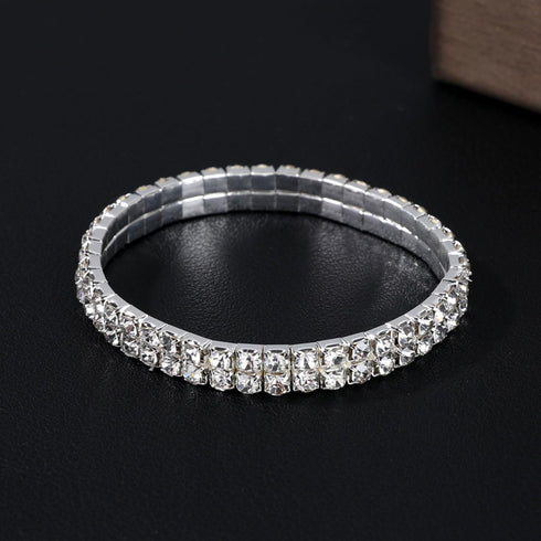 4Pcs Sparkling Rhinestone Tennis Bracelet Set for Women Trendy Elastic Rhinestone Crystal Stretch Bracelet Stackable Jewelry...