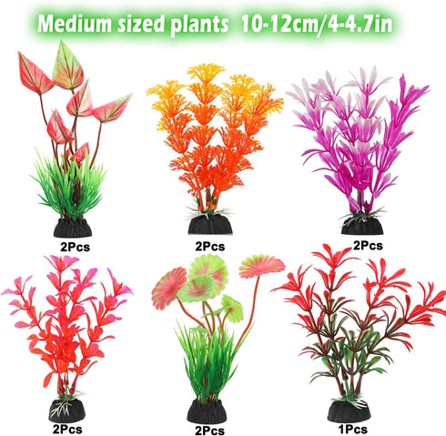 30Pcs Aquarium Plants, Fish Tank Accessories Artificial Aquatic Plants,Full Set of Fish Tank Decorations, Various Sizes...