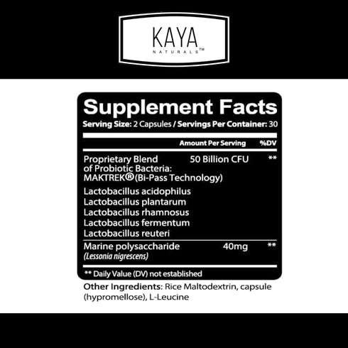 Kaya Naturals Probiotic 50 Billion CFU | Probiotics for Women, Probiotics for Men and Adults, Natural | Gut Health & Immune Support Supplement | P...