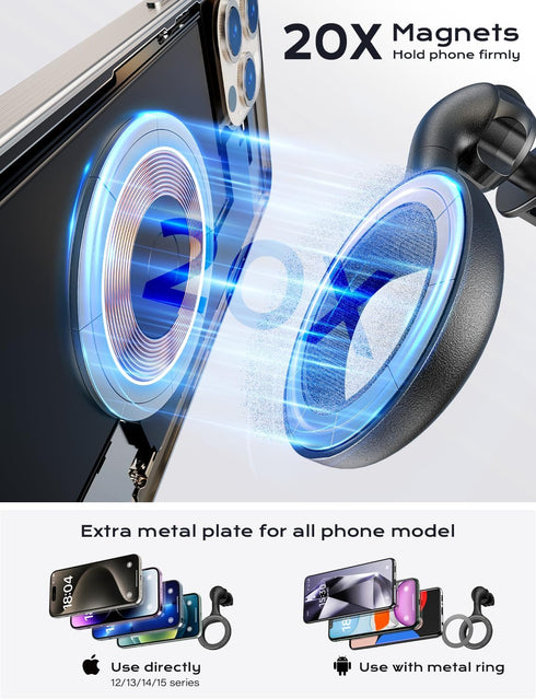 Neck Phone Holder for POV/Vlog Selfie, Magnetic Phone Chest Mount Hands-Free Fit Magsafe Magnetic Neck Mount for Phones with a Long and Short Rod ...