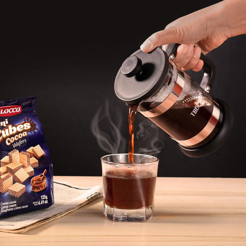 French Press Coffee Maker 21 oz, Cold Brew Heat Resistant Thickened Borosilicate Coffee Pot, Coffee Presses 600 ml, Tea and Frothed Milk Press (Bl...