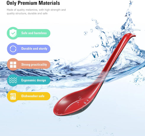 12 Pcs Asian Soup Spoons Hook Soba Noodle Ramen Spoon Chinese Won Ton Soup Asian tableware for Home Kitchen Restaurant...