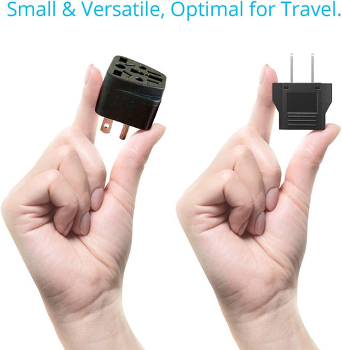 Europe to US Plug Adapter EU/UK/AU/in/CN/JP/Asia/Italy/Brazil to USA (Type A & B) American Travel Adapter and Converter, Wall Outlet Power Charger...