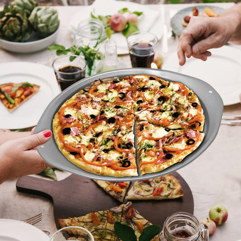 Pizza Pan - 14 Inch Nonstick Pizza Pan for Oven with Widen Handles for Cooking, Baking, and Grilling - Durable, Even Heating, Long-Lasting Kitchen...