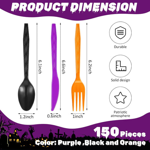Gerrii 150 Pieces Green Disposable Plastic Cutlery Set Plastic Utensils Plastic Silverware Set Includes Spoons, Forks, and Knives for St Patricks ...