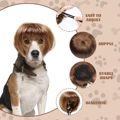 Dog Costume Cat Apparel Dog Toys Curly Braids Headgear Wigs Styling Cute Funny Pet Hair Accessories (flax)...