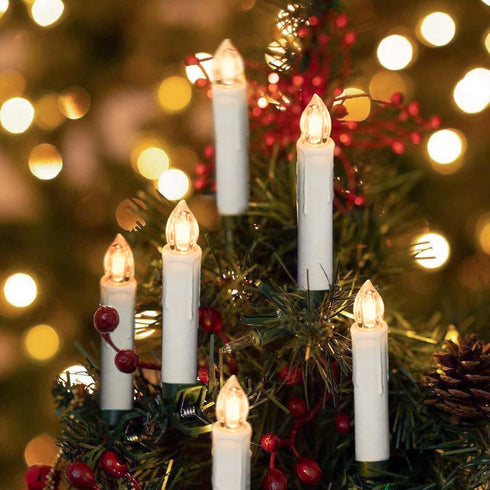 10 Pcs Window Candles with Remotes and Timer, Flickering Led Candles for Christmas Tree with Clip, Battery Operated Taper Candles for Chandeliers ...
