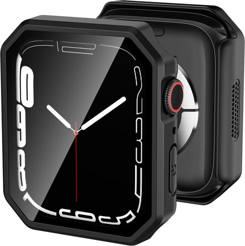 Rugged Case Compatible with Apple Watch Series SE 6 5 4 40mm with Tempered Glass Screen Protector, Rhombus-shaped Hard PC Bumper Protective Cover ...