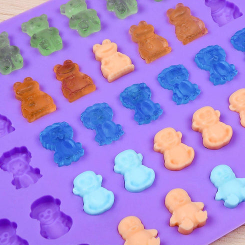 Silicone Candy Gummy Bear Molds - Chocolate Molds Including Bears, Frogs, Lions, Monkeys, Penguins Gummie Molds Premium Silicone, Pack of 4 with 2...