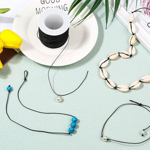 Black Nylon String, Anezus 0.8mm Nylon Thread Chinese Knotting Cord Tarred Twine Outdoor String for Braided Bracelets, Beading, Necklaces, Macrame...