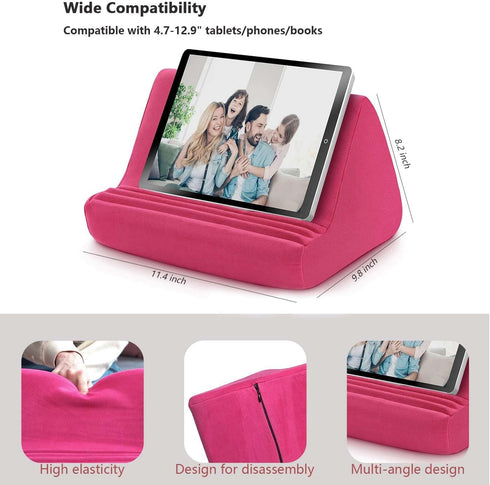 Macl Tablet Pillow Stand, Multi-Angle Adjustable Viewing, Soft Padded Tablet Holder for Lap, Bed, Desk, Compatible with All Tablets, E-Readers, an...