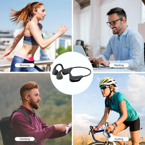 Tayogo Bone Conduction Headphones, Wireless Bluetooth Bone Conducting Earbuds, Open Ear Headset with Mic, for Running, Cycling, Yoga-Grey...
