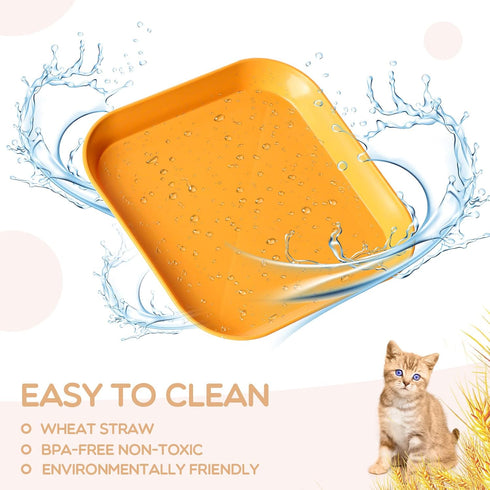 Cat Bowls 6 inch Cat Food Bowl, 4Pcs Whisker Fatigue Free Cat Bowls, Unbreakable Wheat Straw Cat Dishes, Shallow Cat Bowls for indoor cats...