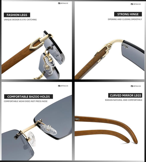 Heptagram Rectangle Fashion Rimless Sunglasses for Women Men Gangster 90s Frameless Shades Retro Vintage Trendy Eyewear...