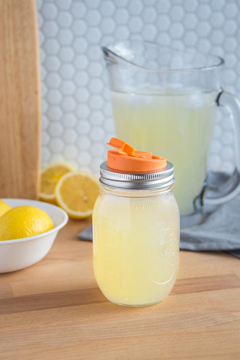 Jarware Drink, Orange Lid for Regular-Mouth Mason Jars...
