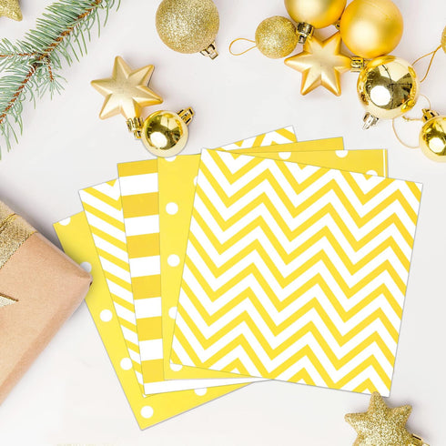 Disposable Striped Chevron Polka Dot Yellow Paper Luncheon Party Napkins 60 Count 13"x13"...