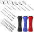 3 Pack Reusable Flatware Sets Knife, Fork, Spoon, Chopsticks, 12Pcs Portable Travel Stainless Steel Tableware Dinnerware with Carrying Case...