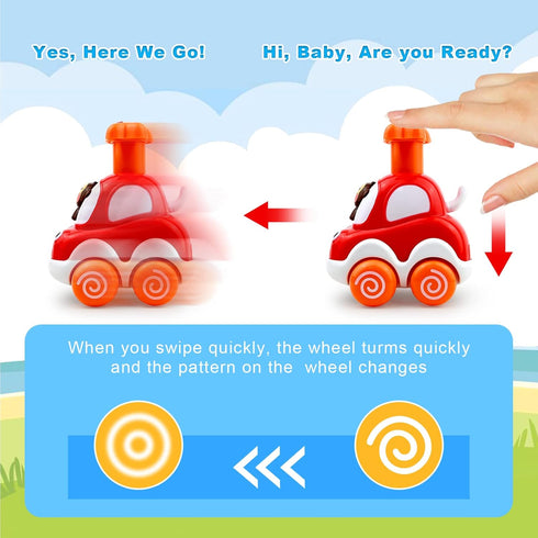 Baby Toy Cars for 1 +Year Old Boy - Toddler Toys Age 2 3 4 Year Old Boy Gifts, Animal Cartoon Press and Go Cars for Toddlers 2-4 Birthday Toys...