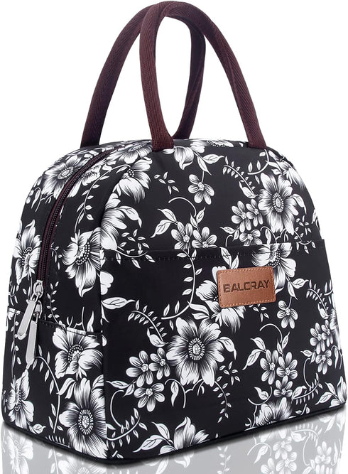 BALORAY Lunch Bag for Women Men Insulated Lunch Box for Adult Reusable Lunch Tote Bag for Work, Picnic or Travel (White Flower)...