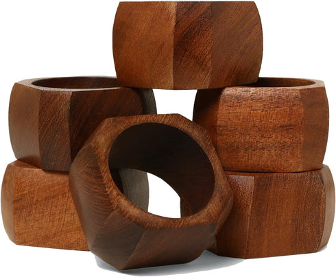 Wooden Napkin Rings Set of 6 for Dinning Table Decor | Wood Napkin Holder Set of Six for Dinner Table Decoration | Napkin Ring for Home and Kitche...