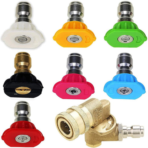 Pressure Washer Accessories Kit, 7 Power Washer Spray Nozzle Tips, Quick Connecting Pivoting Coupler, 1/4 inch, 4500 PSI, 8-Pack...