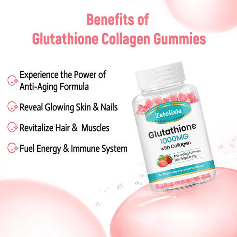 Glutathione Collagen Gummies with Cysteine for Women & Men, Glutathione Supplement for Hair Skin Nails Muscle & Joint, Vegan, Sugar Free, Non-GMO,...