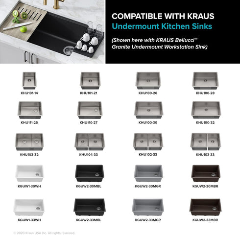 Kraus Self-Draining Silicone Dish Drying Mat or Trivet for Kitchen Counter in Dark Blue, KDM-10DB...