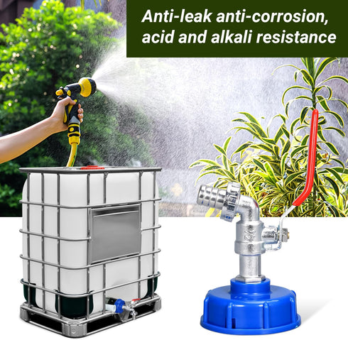 IBC Tote Tank Adapter Faucet, 275-330 Gallon Tote Water Tank Adapter Coarse Thread S60X6 Outlet 1/2" GHT Male Adapter Fitting...