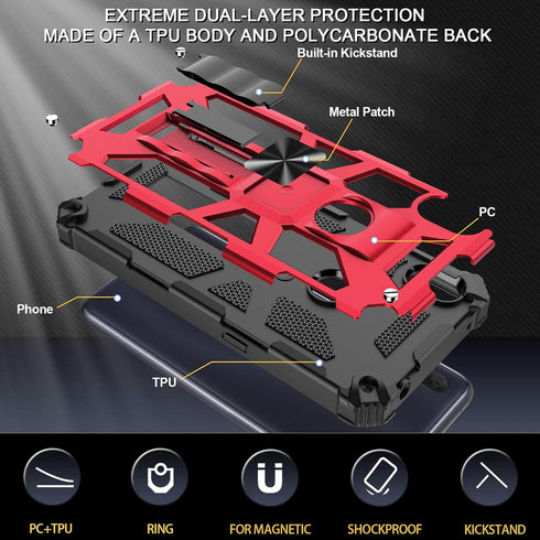 Ailiber Alcatel Axel(5004R) Phone Case, Compatible with Cricket Alcatel Lumos(DALN5023), Rugged Case with Kickstand, Magnetic Mount, Red...