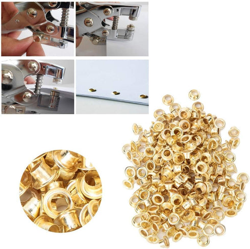 Golden Grommets Kit Metal Eyelets Shoe Eyelets Grommet Sets for Shoes Clothes Crafts Bag DIY Project Office Supplies...