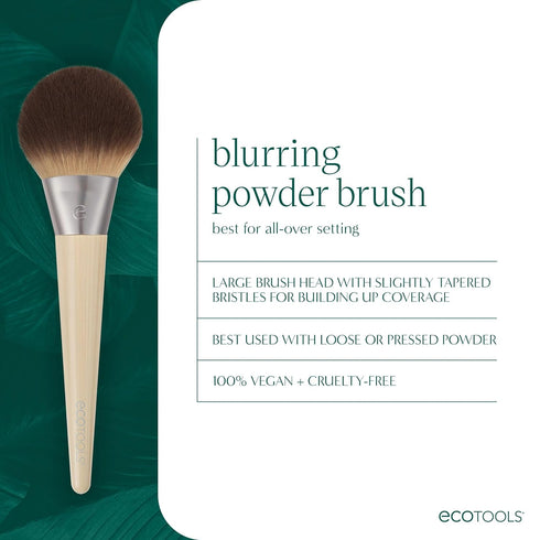 EcoTools Blurring Powder Makeup Brush, For Loose & Pressed Powder, Large Makeup Brush For All-Over Application, Fluffy, Synthetic Bristles, Eco Fr...