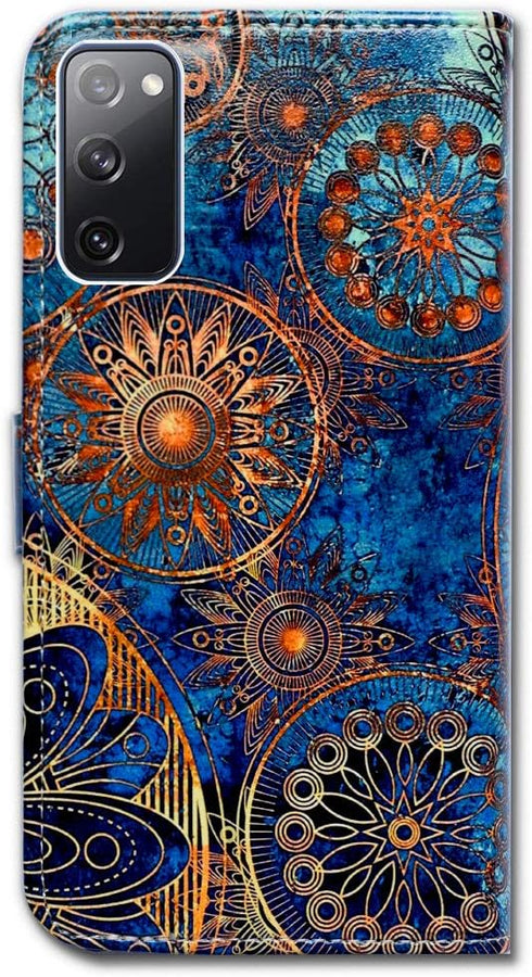 Case for Galaxy S20 FE 5G, Gorgeous Colours Circle Mandala Leather Flip Case Wallet Cover with Card Slot Holder Kickstand for Samsung Galaxy S20 F...