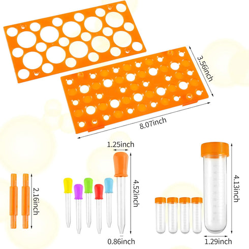 Weewooday 12 Pieces Jumbo Test Tubes with Stand Set, Primary Science Including 5 Pieces Jumbo Test Tubes, 6 Pieces Liquid Droppers Silicone and 1 ...