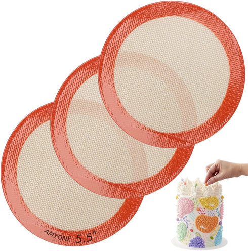 6 Inch Round Baking Mats, Food Grade Silicone Mats for 6 Inch Cake Pan/Tortilla Maker, 6 Inch Tortilla Press Liner, for Small Cake/Tortilla/Pie/Pi...