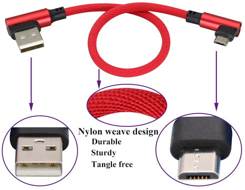 (23cm/9inch 90 Degree Micro USB Cable Right Angle USB 2.0 A Male to Micro Male Fast Sync & Charging Cable for Android, Samsung, LG,Huawei, Smartph...