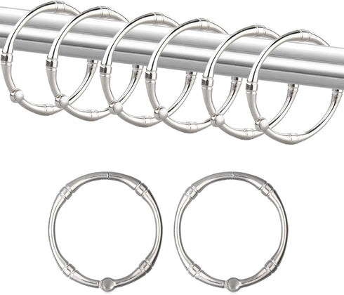 Shower Curtain Hooks, Rustproof Decorative Shower Curtain Rings Metal Round Shower Hooks for Bathroom Shower Rod, 12 Pack (Nickel)...