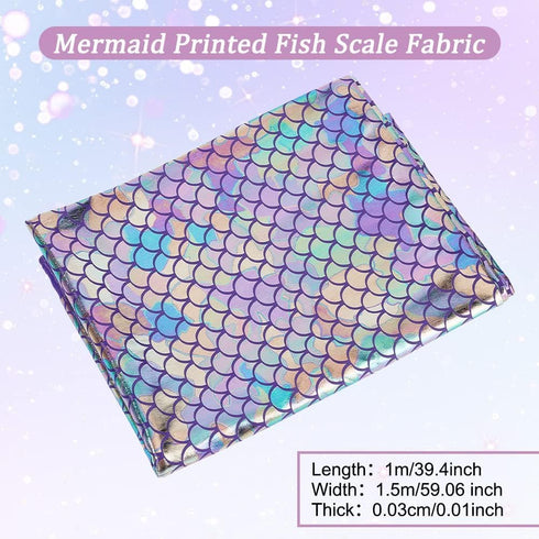 FINGERINSPIRE Mermaid Scales Fabric 39x59 inch Sparkly Purple Hologram Spandex Fish Scale Fabric Charming Illusion Color Glitter Fabric Mermaid Pr...
