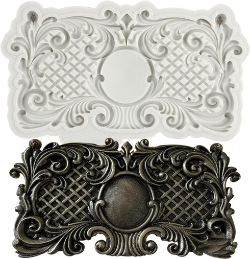 Baroque Silicone Cake Fondant Molds 3D Sculpted Scroll Border Lace Molds Relief Curlicues Candy Chocolate Molds For Cake Decorating Cupcake Topper...