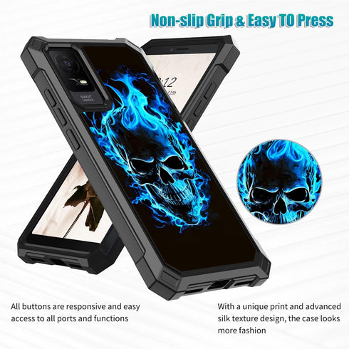 for TCL ION X Case,TCL ION V Phone Case with Glass Screen Protector,Heavy Duty Rugged Hard PC & Soft TPU Bumper Shockproof Protective Phone Case f...