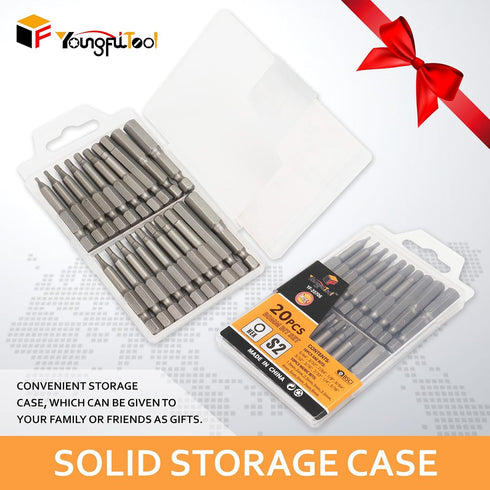 20Pcs SAE/Metric 50mm Bits Set with Head from H5 to H40 1'' 2.3''Long Shank 1/4 Hex Tail S2 Steel Drill Bits Tamper Resistant Bits Suitable for Dr...