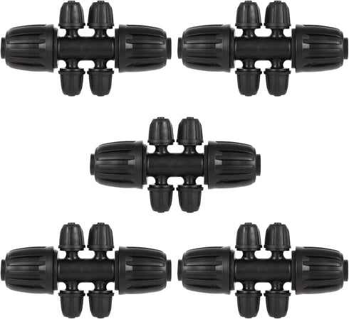 1/2 Inch to 1/4 Inch Tubing Irrigation Fittings for (1/2'' ID x 0.60''-0.63'' OD) 16mm Drip Tubing,Locked Barbed Tee Connectors (10 Pcs Barbed Tee...