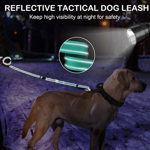 Tactical Dog Leash Heavy Duty, 4-6FT Shock Absorbing Bungee Dog Leash, Reflective Military Strong No Pull Dog Leash with 2 Padded Handle and Car S...