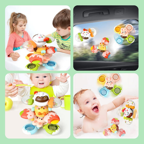 Suction Cup Toys for Babies,Spinner Toys for Babies,Suction Spinners Baby,Baby Montessori Sensory Educational Learning Candy Stack Toy,Toddler Bir...